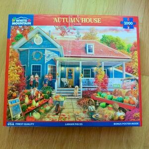 White Mountain Autumn House Jigsaw Puzzle 1000 Pieces | Fall Cozy